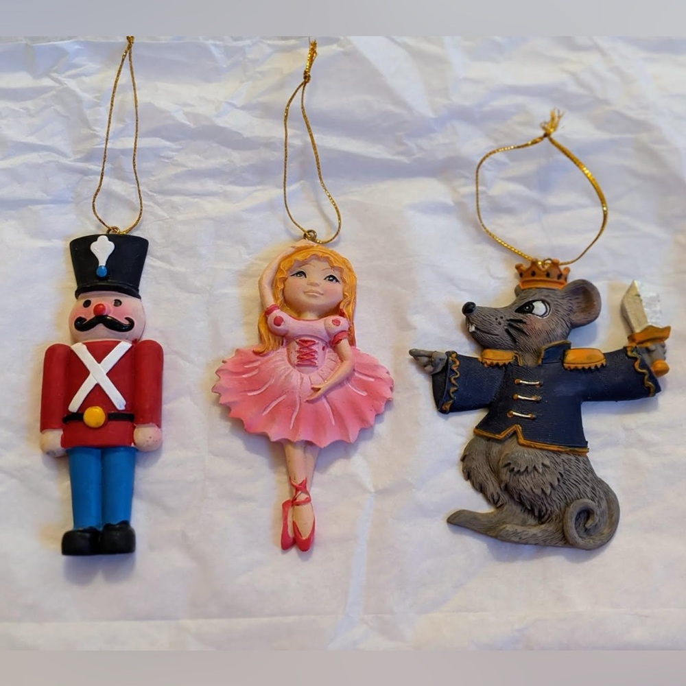 Set of 3 Nutcracker Ballet Ornaments